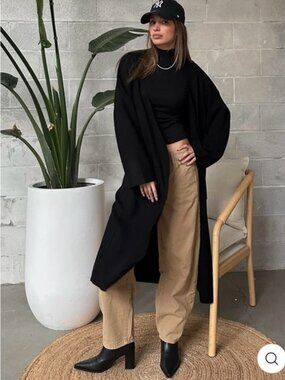 NWT BRUNETTE THE LABEL MATILDA RIBBED KNIT MAXI CARDIGAN Size Large